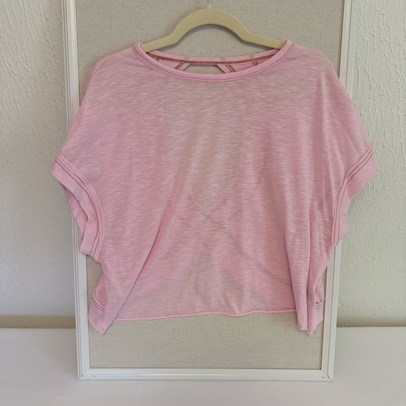 Tops - Pink Open Back Relaxed Short Sleeve Tee